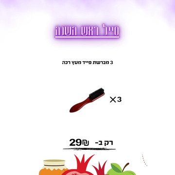 3 מברשת פייד מעץ רכה