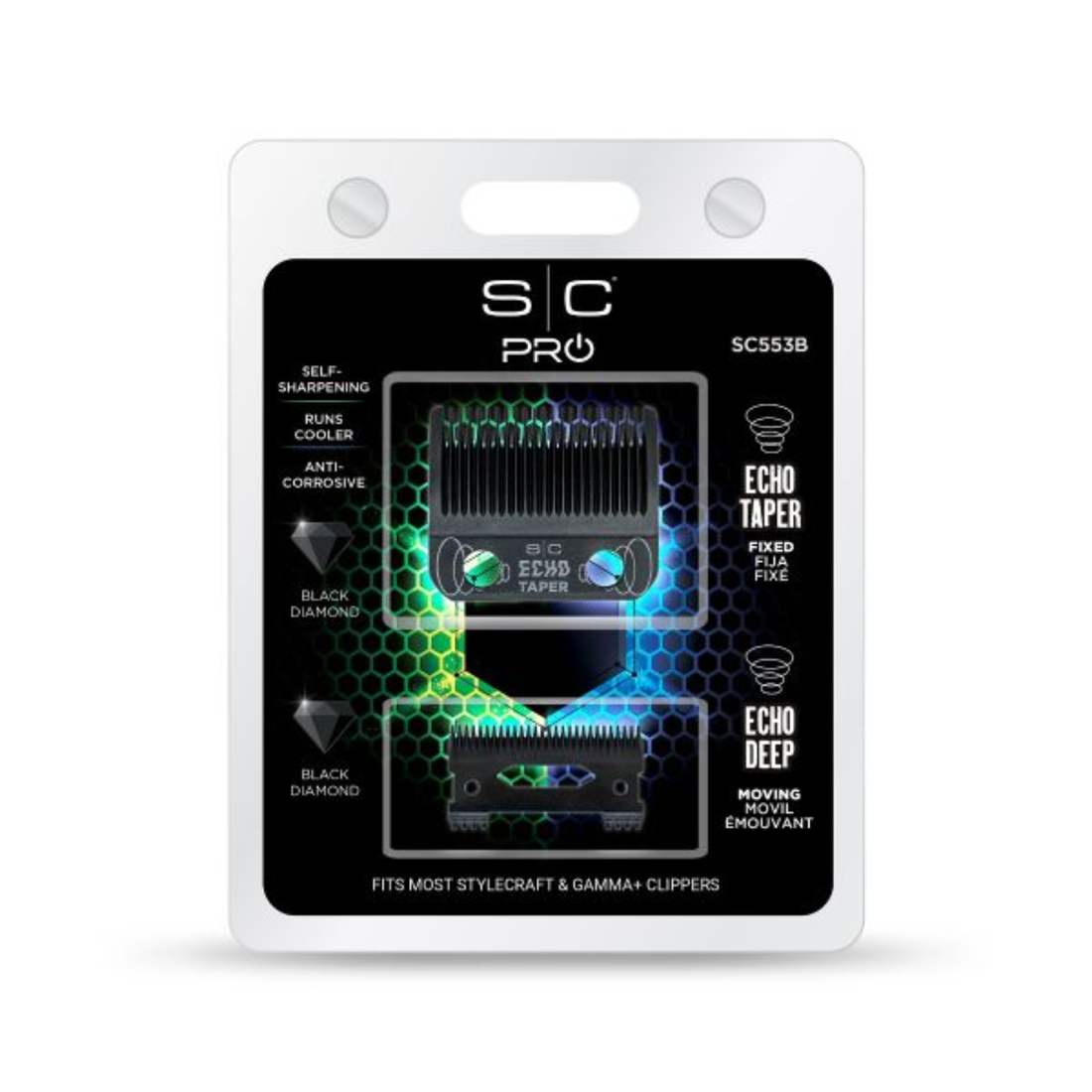 סט סכין וסכין זזה גאמה Gamma+ Echo Taper Black DLC