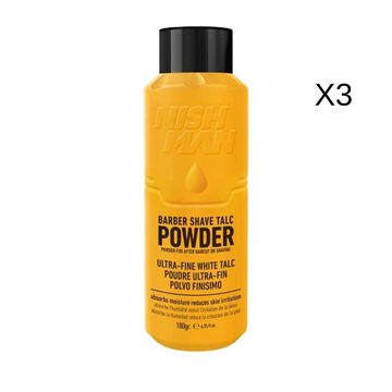 אבקת טלק לבנה עדינה במיוחד של Nishman 3 יח